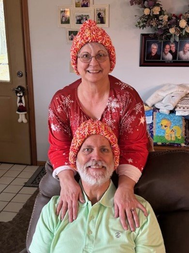 Belle & Wayne in Chiefs Hats